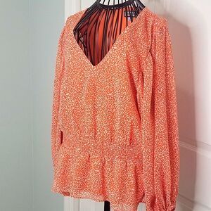 Sam and Jess Orange V Neck Blouse Size XL